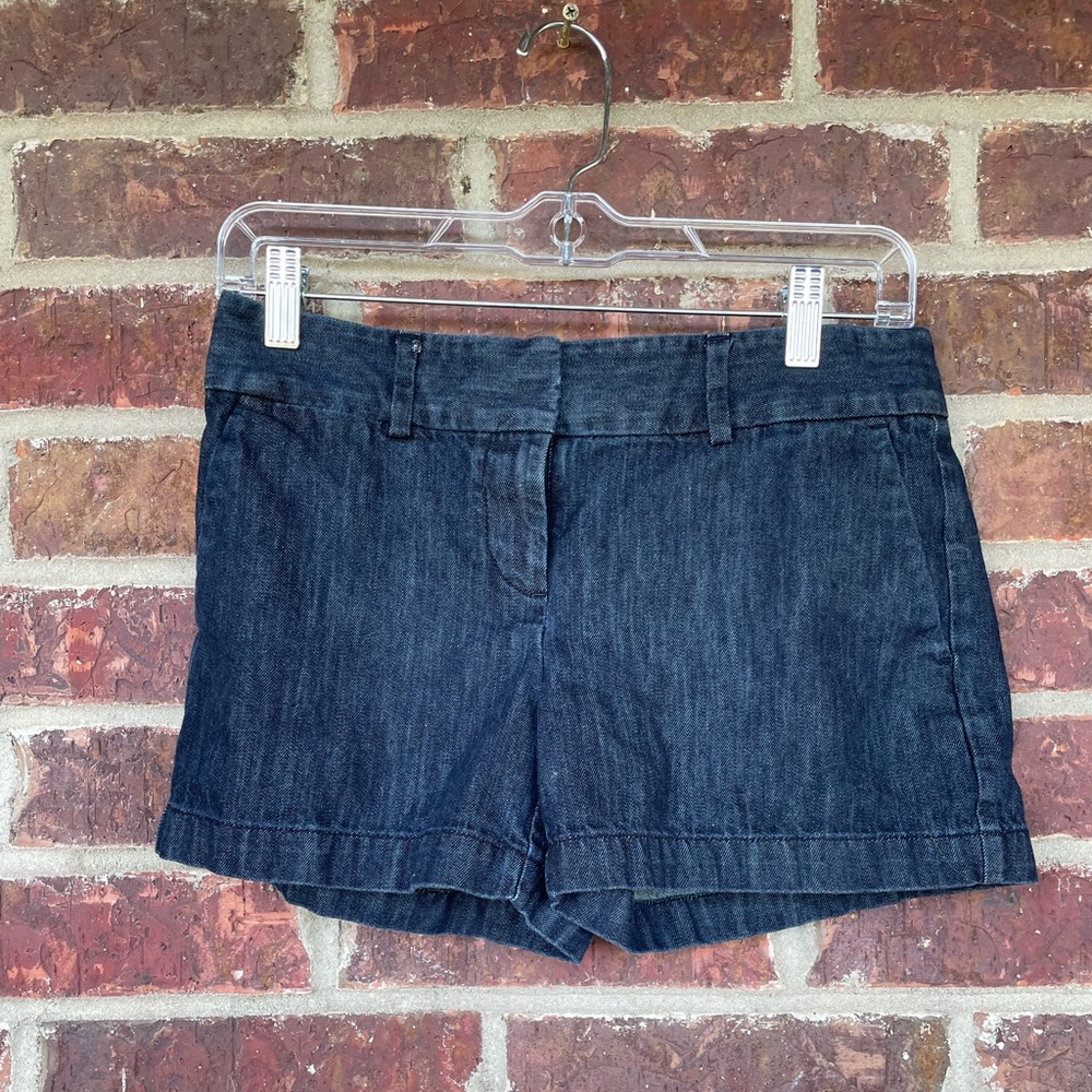 Women’s Ann Taylor Loft Dark Wash Cotton Chambray Denim Shorts Size 00